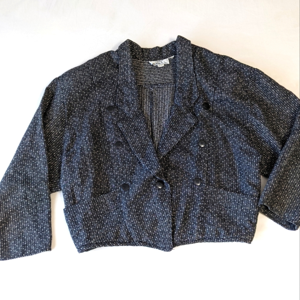 Judy's Wool Blend Blazer Jacket Vintage Inspired Shoulder Pads Pockets